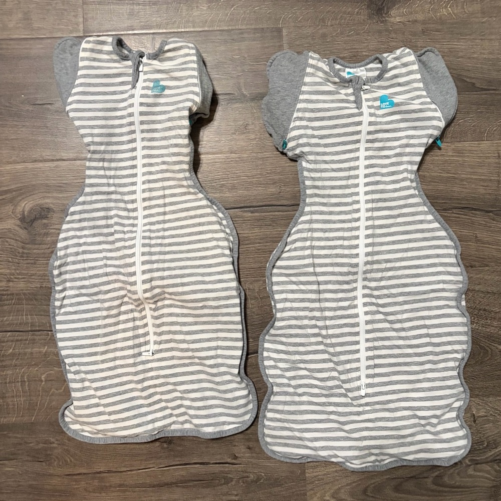 Love to Dream Gray and White Striped Sleep Sacks